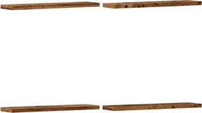 vidaXL 4 db antik fa színű szerelt fa fali polc 40 x 10 x 1,5 cm