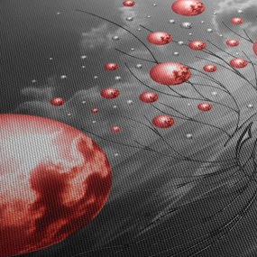 Piros gömbök képe (120x50 cm)
