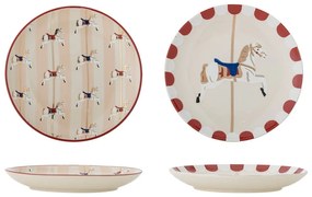 Krémszínű agyagkerámia desszertes tányér készlet karácsonyi mintával, 2 db-os, ø 16 cm Merry-go-round – Bloomingville