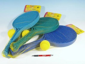 Teddies Puha tenisz műanyag színes + labda 53 cm hálóban