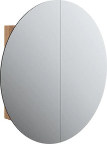 vidaXL tölgy fürdőszobai szekrény kerek tükörrel/LED-del 54x54x17,5 cm