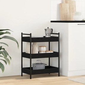 Konyhai Trolley Fekete Tölgy 50x30x70 cm Lemezelt Fa