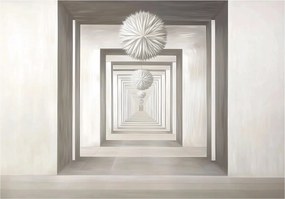 3d fotótapéta hálószobába perspektíva fehér-szürke Illúzió mélység