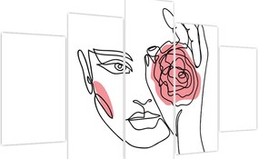 Kép - Line art arc rózsával (150x105 cm)