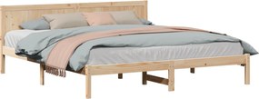 vidaXL Ágykeret Barna 200 x 200 cm Tömör fenyőfa