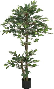 Outsunny 150 cm Mesterséges Ficusz Fa Dísznövény Cserépben Otthonra, nappalira, irodába Ø15x150 cm Zöld | Aosom