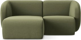 Zöld bársony sarokkanapé (bal oldali-heverő résszel) Lani – Makamii