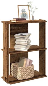 3 szintes antik fa szerelt fa könyvespolc 60x30x80 cm