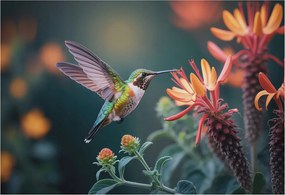 Fotótapéta Flizelin Hálószoba Nappali Kolibri virágok 152x104 Ragasztó