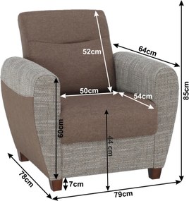 Fotel, barna/ sötétbézs, MILO