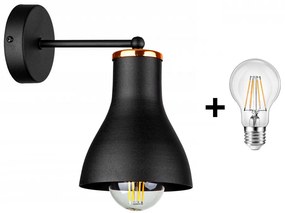 Glimex HORN fekete fali lámpa 1x E27 + ajándék LED izzó