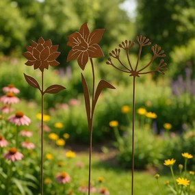 Nárciszos lézervágott leszúrható kerti dekoráció, 37 cm