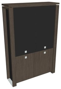 Verno+ S magas szekrény 140 x 46 x 210 cm, kombinált ajtó, antracit tölgy / fekete