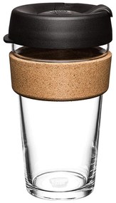 Fekete-barna utazóbögre 454 ml Brew Cork Black L – KeepCup