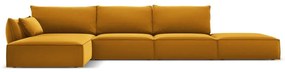 Mustársárga bársony sarokkanapé (bal oldali-heverő résszel) Vanda – Mazzini Sofas