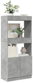 betonszürke szerelt fa magasszekrény 63 x 33 x 140 cm