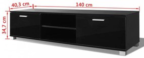 Magasfényű fekete tv-szekrény 140 x 40,3 x 34,7 cm