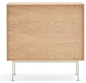 Yoko krémfehér fiókos komód tölgyfa dekorral - Teulat