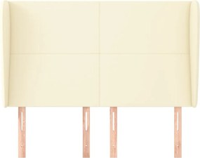 krémszínű műbőr fejtámla szárnyakkal 147x23x118/128 cm