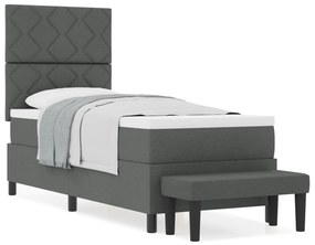 Box Spring Ágy Matraccal és Pad Sötétszürke 80x200 cm Szövet