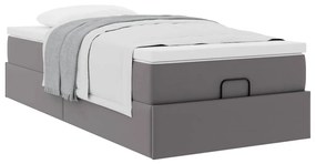 Ottomán ágykeret matraccal Szürke 90x200cm műbőrrel