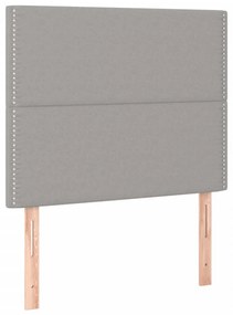 világosszürke szövet rugós és LED-es ágy matraccal 90x200 cm