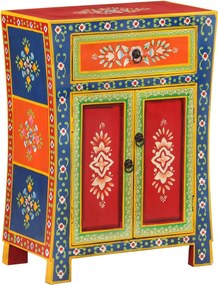 vidaXL kézzel festett tömör mangófa kisszekrény ajtókkal 53x30x74 cm