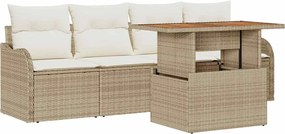 vidaXL Kerti Kanapé Szett párnával 5 pcs Beige és krém polirattan