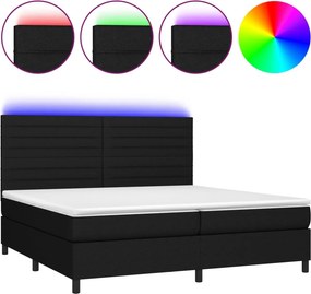 vidaXL fekete szövet rugós és LED-es ágy matraccal 200x200 cm
