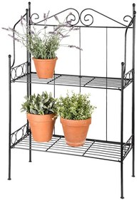 Kovácsoltvas virágtartó állvány, 2 polcos, 56,5 x 79,5 cm