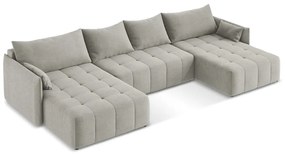 Világosszürke kinyitható-tárolóhelyes (U alakú) sarokkanapé Moku – Makamii