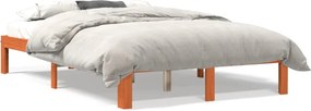 vidaXL viaszbarna tömör fenyőfa ágy matrac nélkül 140 x 200 cm