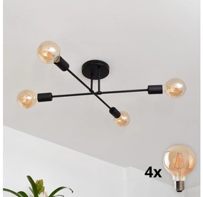 LED Felületre szerelhető csillár CAMBRIDGE 4xE27/8W/230V fekete