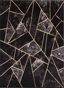 Szőnyeg 160X220 CM Fekete Arany Nappaliba Szobába Modern Geometriai Bcf