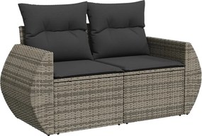 vidaXL 2 személyes szürke polyrattan kerti kanapé párnával