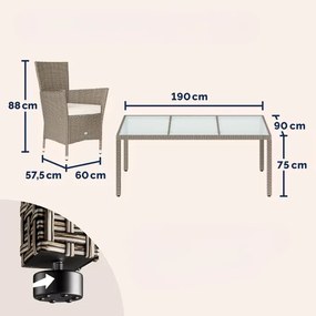 Deuba Berlin 1+8 kerti rattan garnitúra - bézs/krémszínű