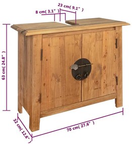 tömör újrahasznosított fenyőfa pipereszekrény 70 x 32 x 63 cm