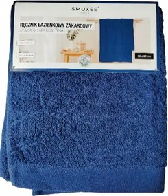 Fürdőszobai törölköző Smukee dekoratív dombornyomással 50x90cm sötétkék 312