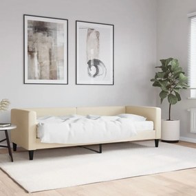 krémszínű szövet kanapéágy matraccal 80 x 200 cm