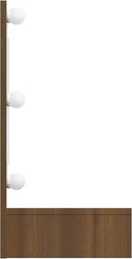 Barna tölgy színű tükrös szekrény LED-ekkel 90 x 31,5 x 62 cm
