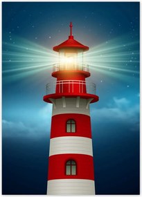 Poszterek 50x70 Világítótorony éjszaka