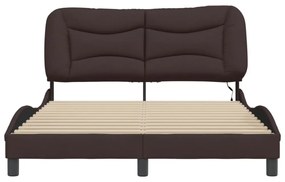 sötétbarna szövet ágykeret LED-ekkel matrac nélkül 120x200 cm