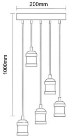 Tápkábel 5xE27/60W/230V bronz