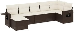 vidaXL 7 részes barna polyrattan kerti ülőgarnitúra párnákkal