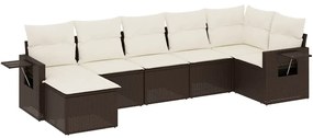 vidaXL 7 részes barna polyrattan kerti ülőgarnitúra párnákkal