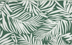 Outsunny Kültéri Szőnyeg 152x243 cm Rezgálható Levélmintás Teraszra, Erkélyre, Pavilonhoz, Kempingezéshez, Tengerpartra Sötét Zöld és Fehér | Aosom