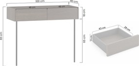 Dunari konzolasztal 100 cm fiókokkal, fém lábakkal - dunin tölgy