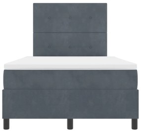 Boxspring Ágy Matraccal Sötétszürke Kisméretű Velúr
