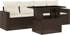 vidaXL 5 részes barna polyrattan kerti ülőgarnitúra párnával