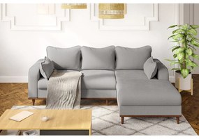 Világosszürke kordbársony sarokkanapé (jobb oldali) Beata – Ropez